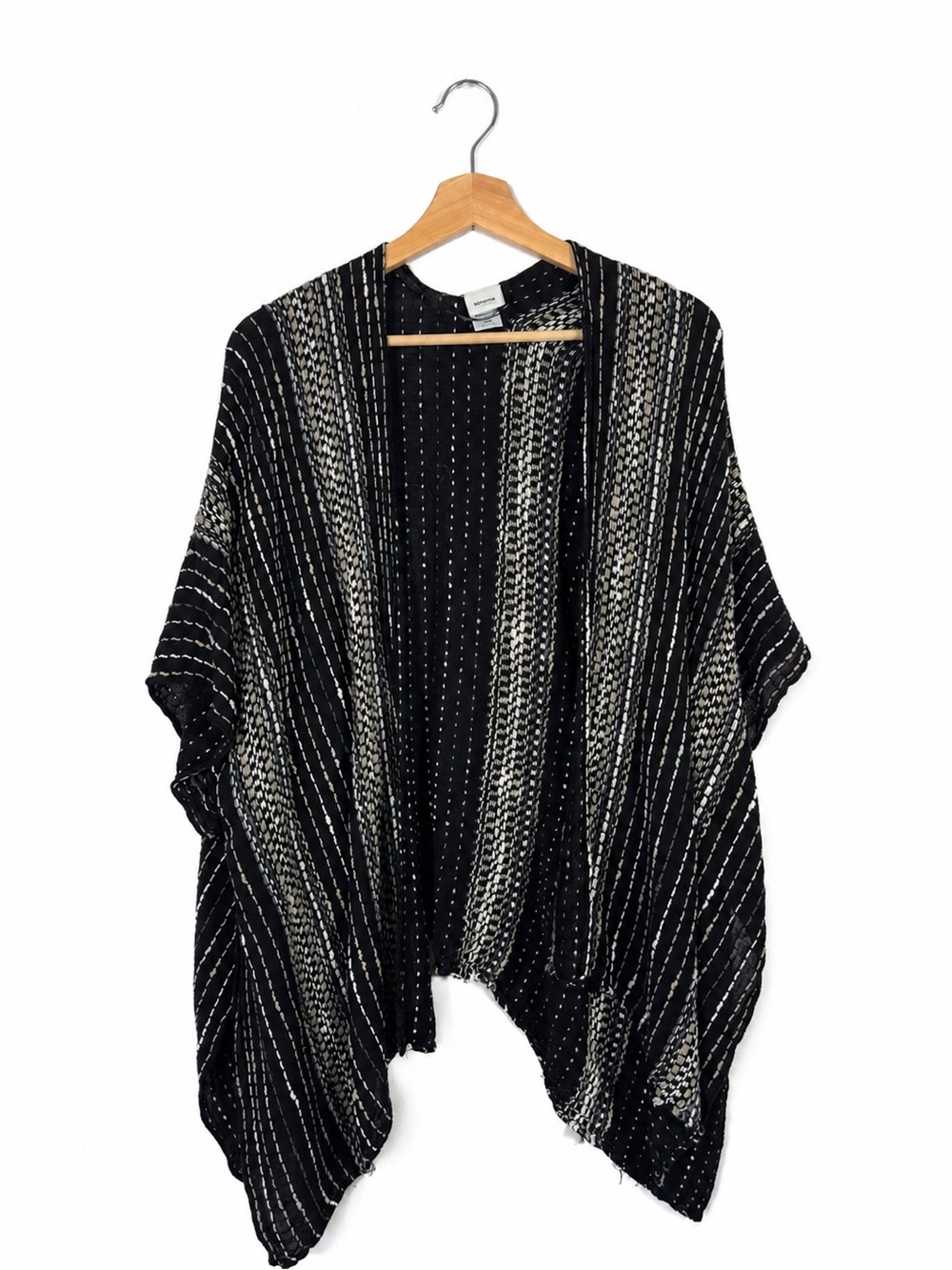 Sonoma Open Knit Striped Kimono Cardigan Wrap Open Front Poncho OS Office Fall